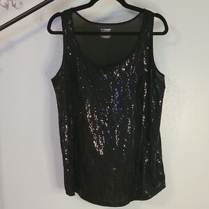 Lane Bryant Black Sequin Tank Top